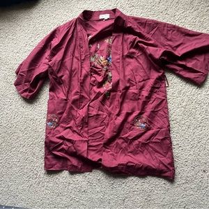 Kimono by Health womens burgundy red embroidered small polyester